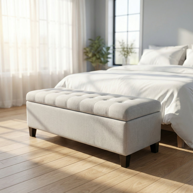 Banc rembourré avec repose-pieds avec couvercle relevable, vestibule multifonctionnel et repose-pieds de chambre à coucher