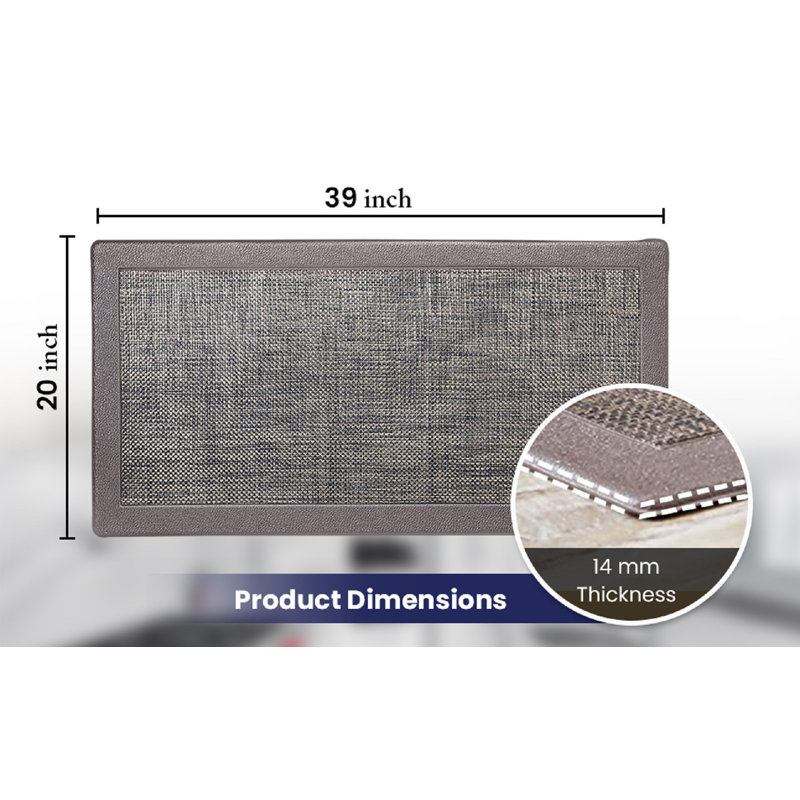 Damien Synthetic Water Resistant Anti-Fatigue Non-Skid Kitchen Mat, Gray