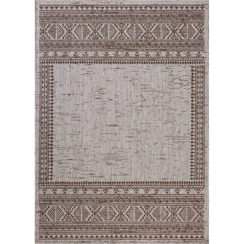 Loloi Easton Coffee / Dove Indoor / Outdoor Area Rug, Rectangle 4' x 6'