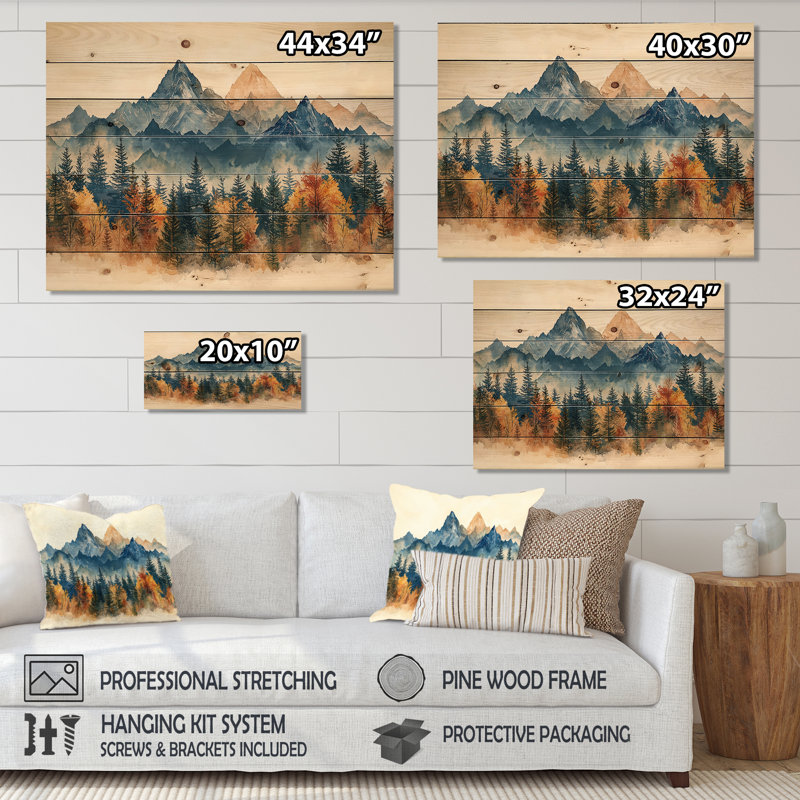 Mountain Forest Pine Tree Roots IV - Paysage de montagne, décoration murale en bois - sur bois de pin naturel