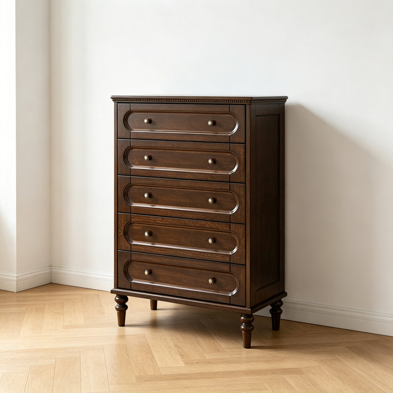 Solid Wood Five Drawer Storage Cabinet