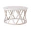Table basse Viradis Farmhouse, table basse ronde rustique avec pieds en X, plateau en bois texturé-47376559