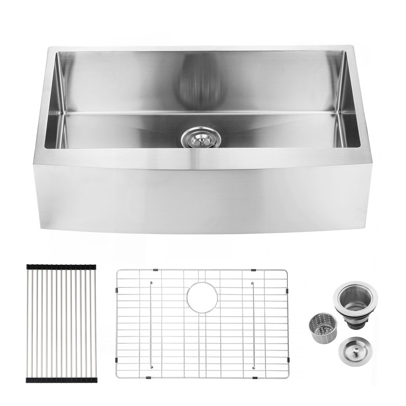 33"X21"X10"Farmhouse Apron Single Bowl Stainless Steel Kitchen Sink