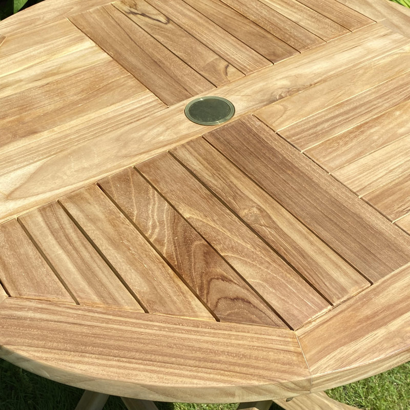 Bannan Round Teak Solid Wood Outdoor Dining Table - 80 cm W 80 cm D