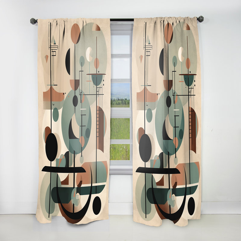Hoadley - Illustration abstraite de formes d'objets en contact - Rideau en velours moderne - obscurcissant - 1 panneau