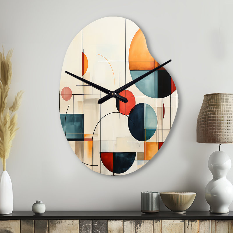 Sculpture d'horloge murale multicolore colorée en forme de poire à motif géométrique Mid-Century coloré, Petit
