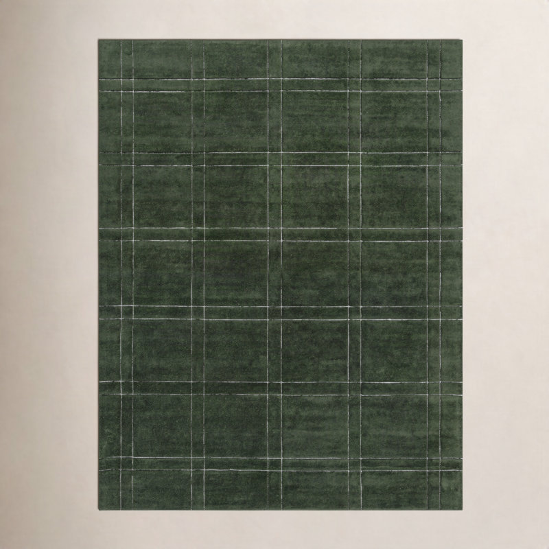 Tapis vert touffeté à la main Kinnell, Rectangle 6 pi x 9 pi