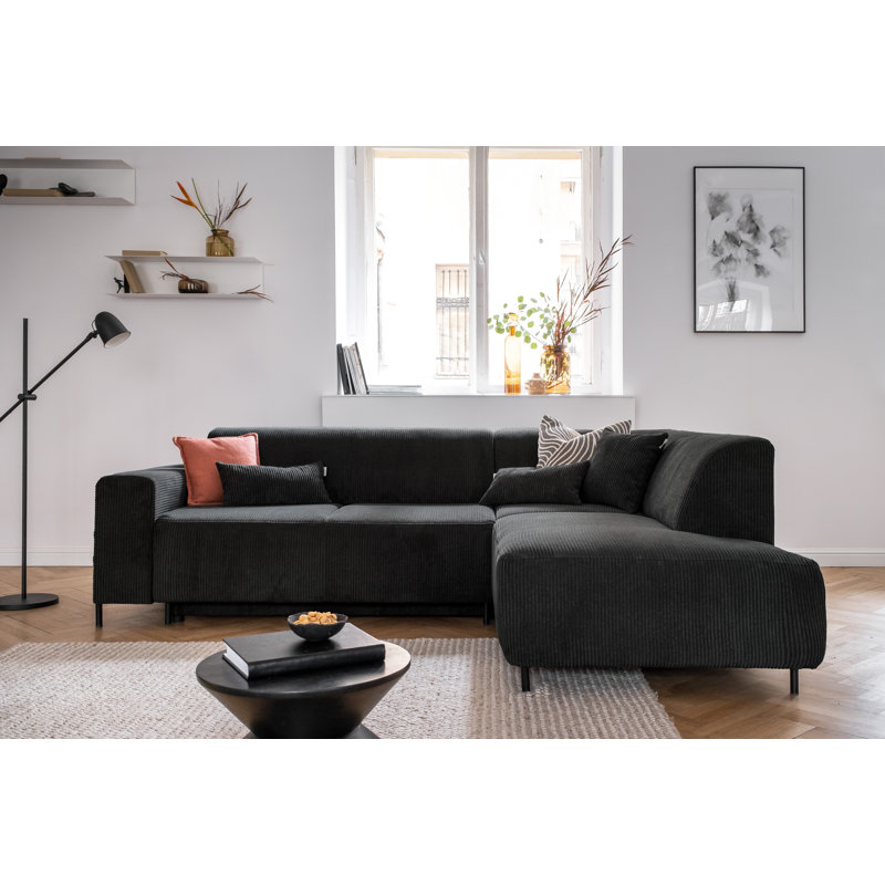 Cuddly Mia Corner Sofa Bed, Right facing, Dark Grey