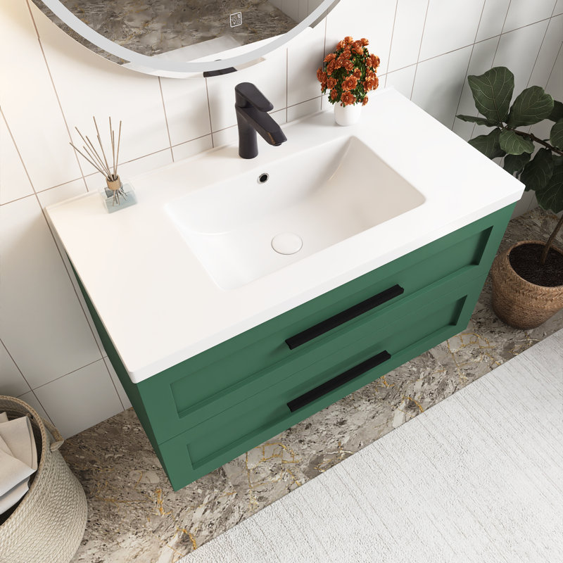 36" Wall-Mounted Floating Bathroom Vanity With Sink