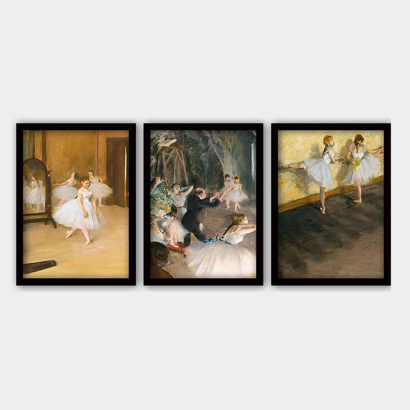 Superbe ensemble de peintures décoratives encadrées (3 pièces) de 21,7 po x 29,5 po chacune | Cadre 100% bois avec polystyrène de 0,8 pouce | Impression numérique UV | Parfait pour la décoration murale de salon, de bureau et de galerie