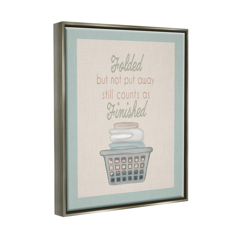 «Yulemi Funny Folded Laundry» par Elizabeth Medley, H 31 po x l 25 po x P 1,7 po, Cadre flottant gris lustré