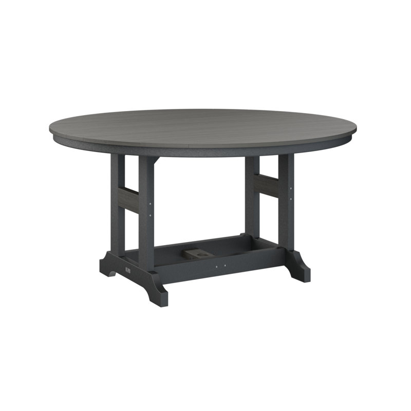 Garden Classic Outdoor Round Dining Table, Black, Coastal Gray