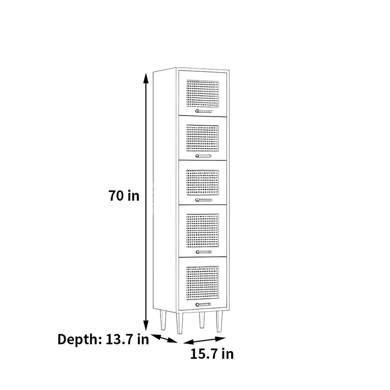 Rabehi, (5 tablettes) H 70 po x l 15,7 po x P 13,7 po, Brun