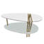 Table basse moderne 36 pouces, forme elliptique ovale, bois de manguier avec laiton antique