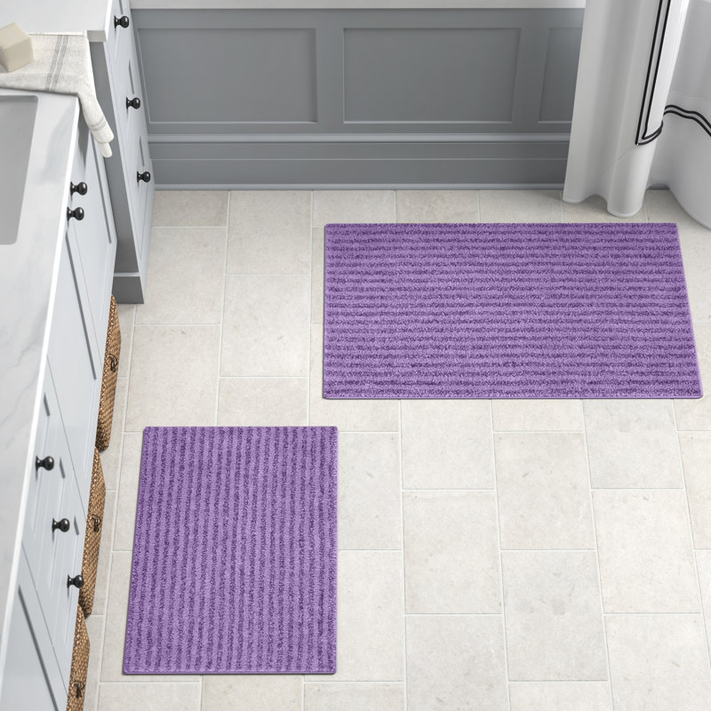 Viridian Nylon 2 Piece Bath Rug Set with Non-Slip Backing, Purple