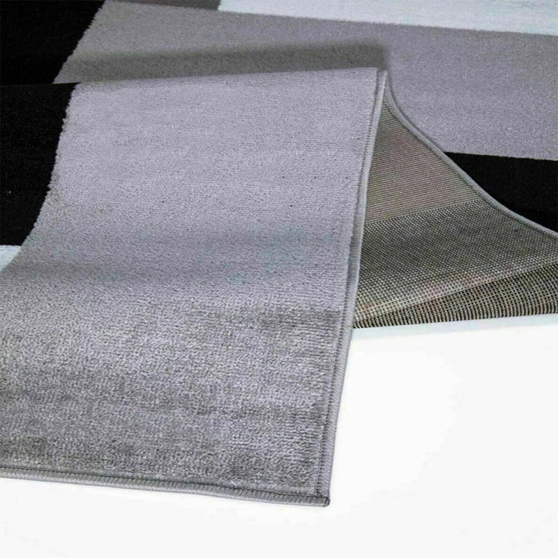 KILAS Grey Area Rug & Runner – Non-Slip Polypropylene Carpet for Hallway, Bedroom & Kitchen, Rectangle 160 x 230cm