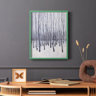 «Bare Trees in Winter II», reproduction encadrée - bois massif