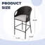 Tabourets de bar extérieurs 31 po (ensemble de 2) - Rotin en PE avec coussins imperméables - Dossier ergonomique et base en fer