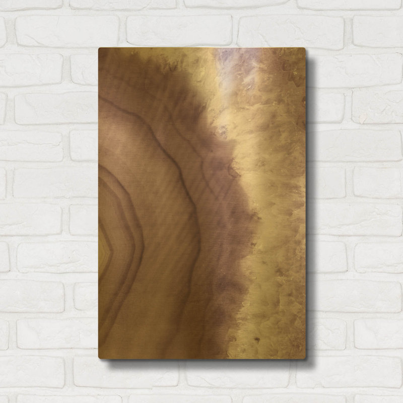 «Agate Geode II Plum» par Wild Apple, art mural en métal doré, 16 po x 24 po, 16"x24"