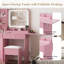 Coiffeuse de maquillage avec lumières DEL et prises de courant - 2 tiroirs, armoire et tabouret - coiffeuse avec station de charge-1256132007