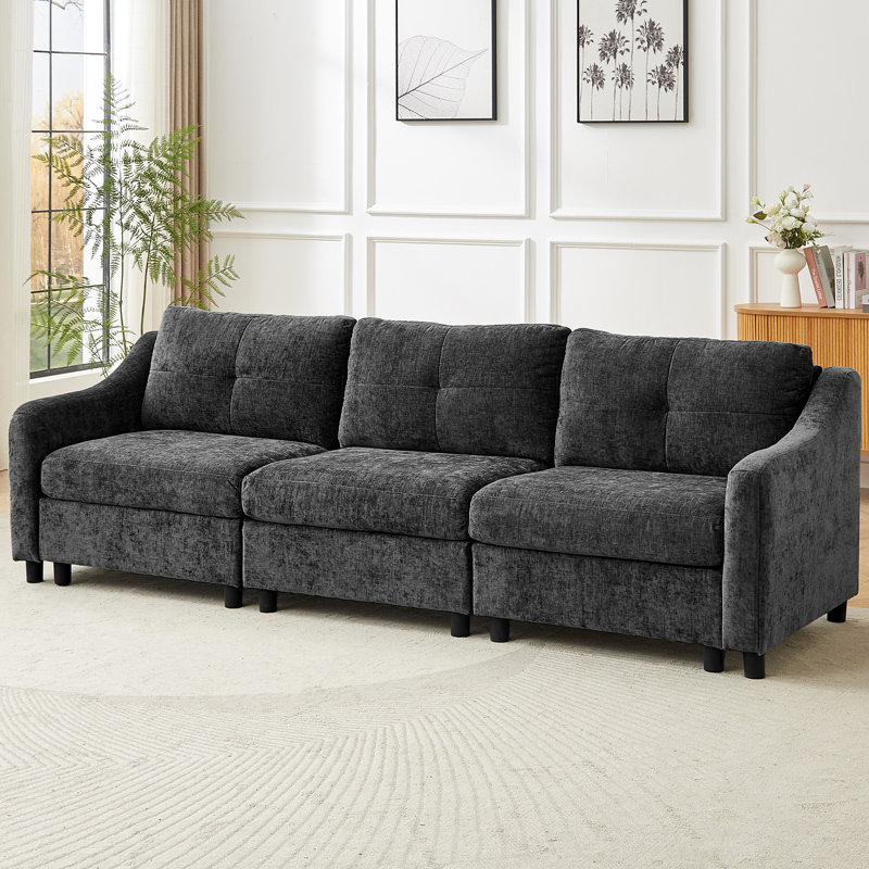 Chenille Sofa, Grey, 3