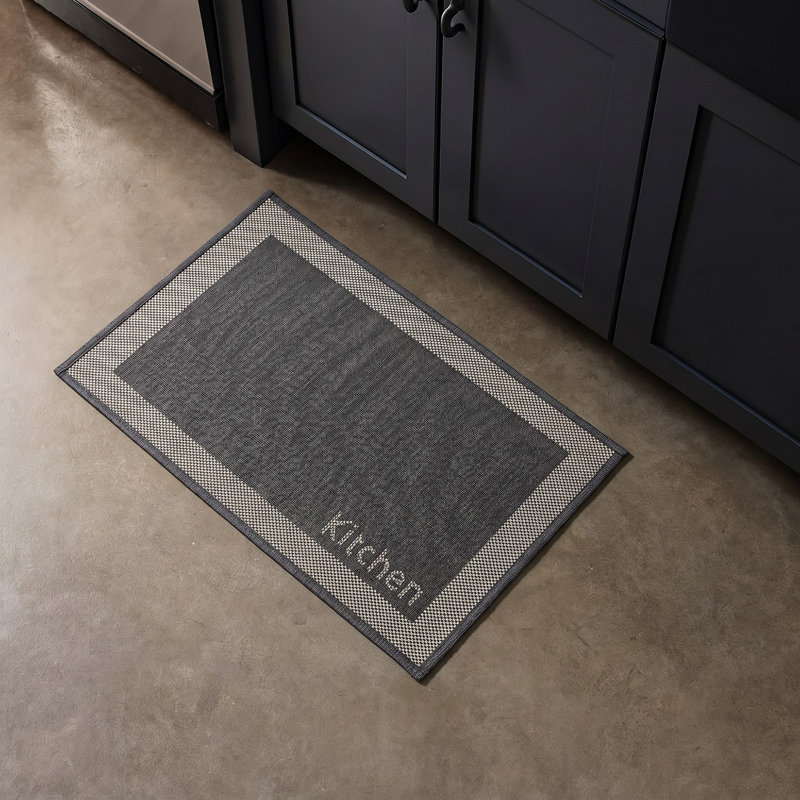 Tapis de cuisine deux tons noir 20 x 32, Rectangle 1 pi 8 po x 2 pi 8 po, Noir