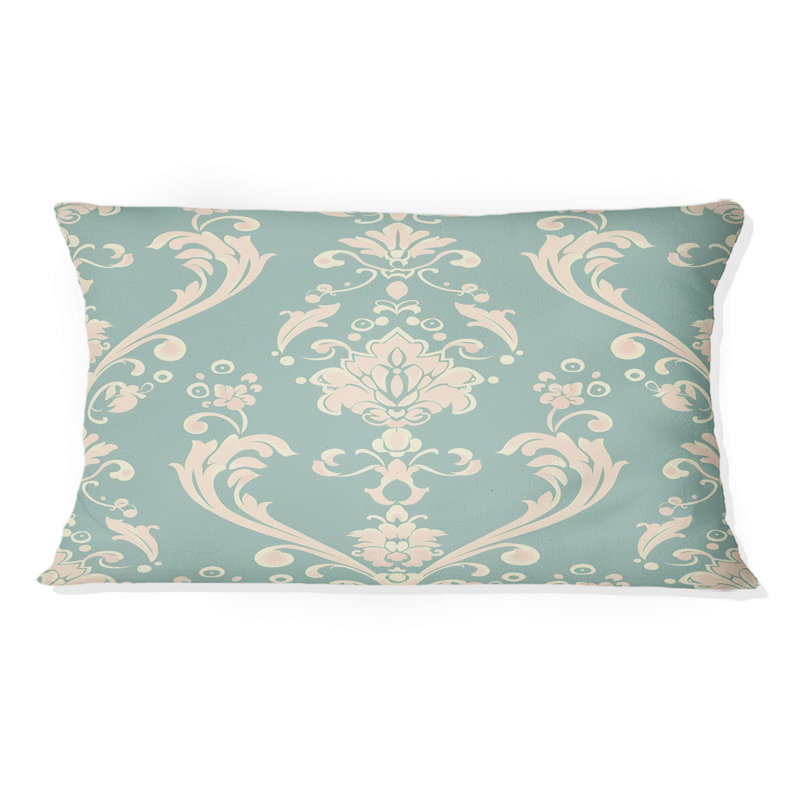 Motif lombaire rétro damassé vert rose II