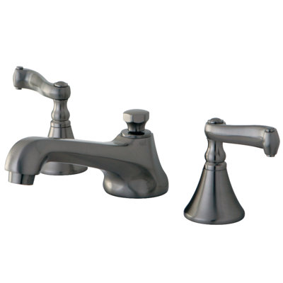 Kingston Brass Two-Handle 3-Hole Deck Mount Widespread Bathroom Faucet with Brass Pop-Up Drain