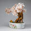 Genuine Quartz Gemstone Bonsai Tree in Oval Porcelain Pot (10")