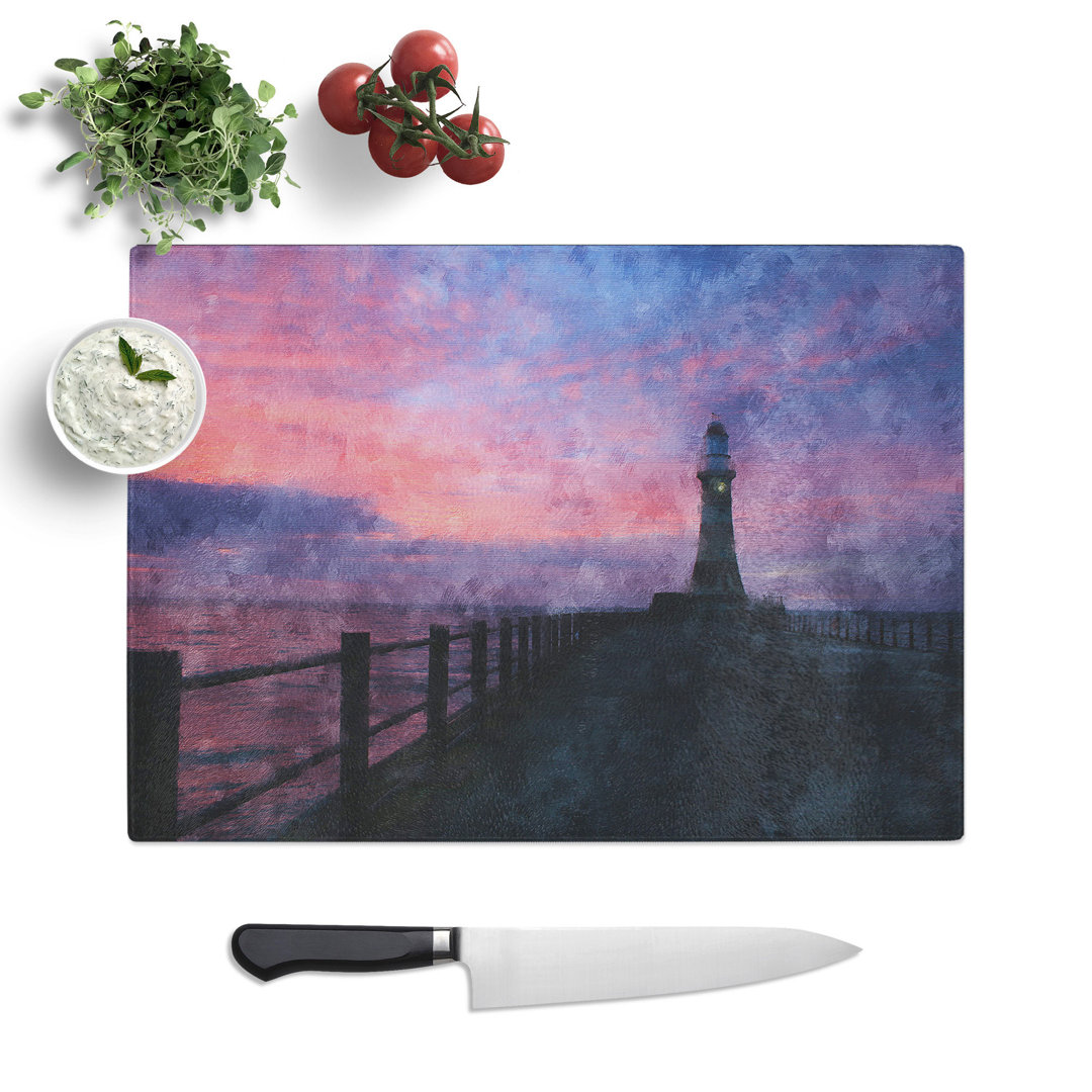 Lighthouse at Sunset Painting Chopping Board