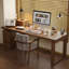 Bureaux rectangulaires en bois massif noyer foncé-107558326