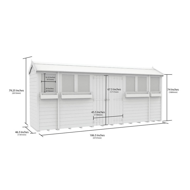 4ft x 16ft Apex Summer Shed