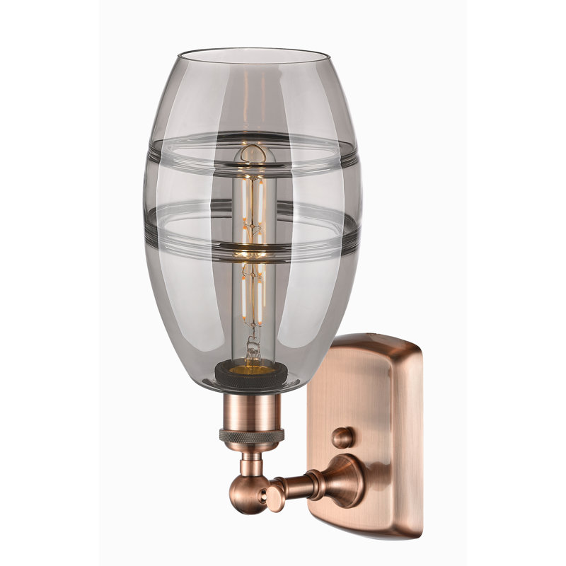 Bettylou Steel Armed Sconce, Antique Copper, 9.13" H x 5.88" W x 7.06" D, Light Smoke