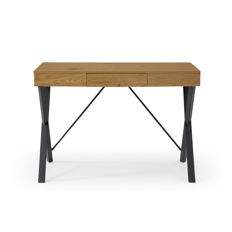Bureau à pieds en X avec tiroir, Naturel / noir