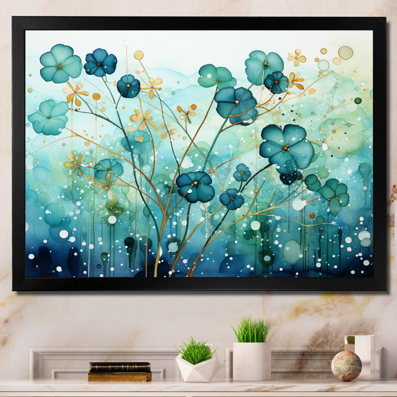 Naos Symphonie apaisante sur toile, Cadre simple noir, H 34 po x l 44 po x P 1,5 po
