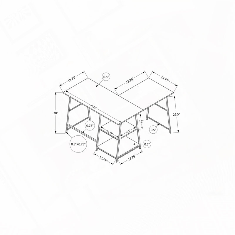 Bureau d'ordinateur en L Home Office, Gris / Noir
