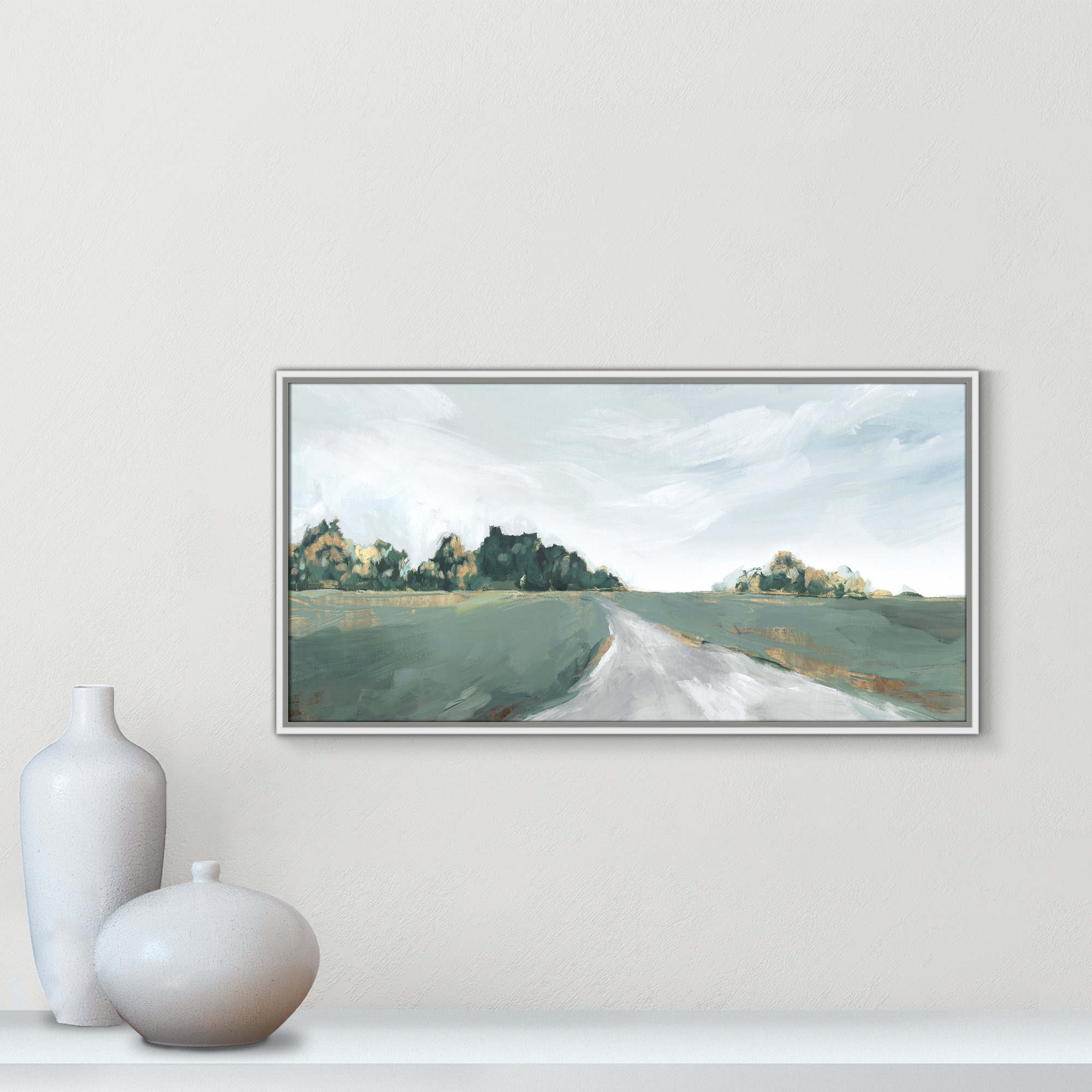 Field of Dreams by Isabelle Z - Painting Print, Picture Framed Canvas, 19.5" H x 37.5" W, Espresso