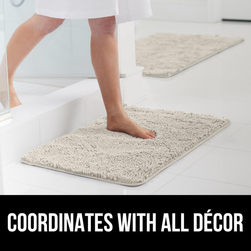 Bath Rug Mat 24X17, Thick Soft Absorbent Chenille, Rubber Backing Quick Dry Microfiber Mats, Machine Washable Rugs For Shower Floor, Bathroom Runner Bathmat Accessories Decor