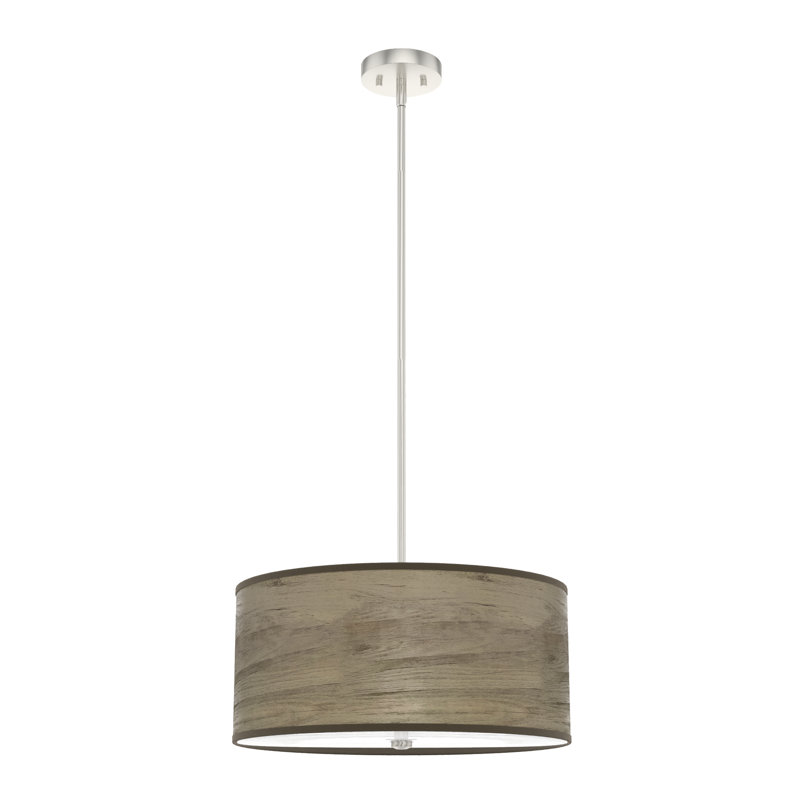 Solhaven 3 - Light Shaded Drum Pendant, Warm Gray Oak