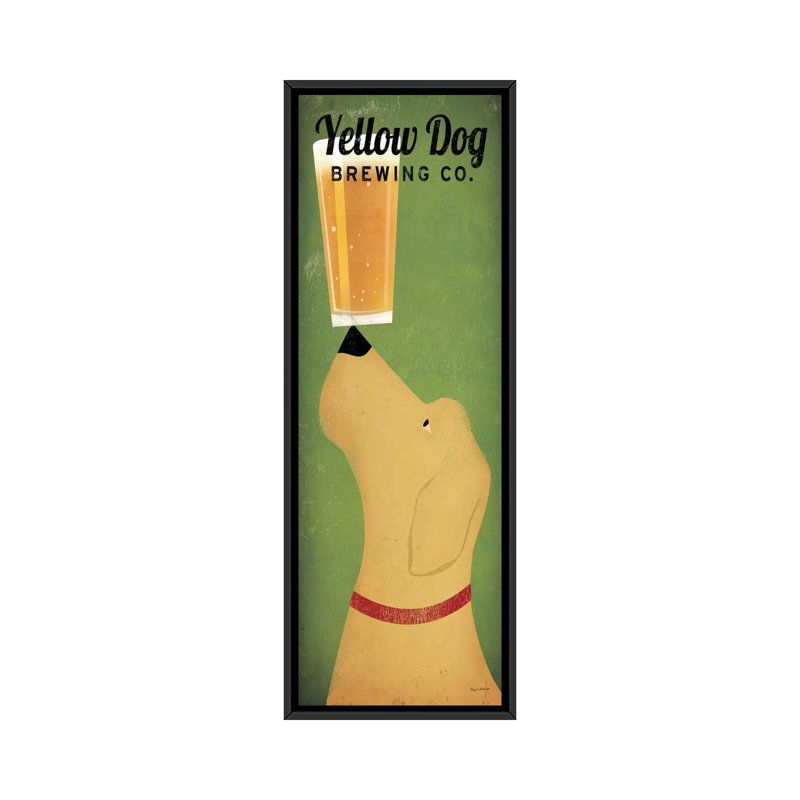 Reproduction d’art sur toile tendue jaune dog brewing co., H 36 po x l 12 po x P 1,5 po, Toile encadrée noire