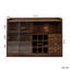 Buffet peu encombrant, deux portes coulissantes en verre, grand espace de rangement, bouteilles et vin, bibliothèque aussi élégante que moderne, design moderne, finition noyer, panneau de particules et buffet spacieux