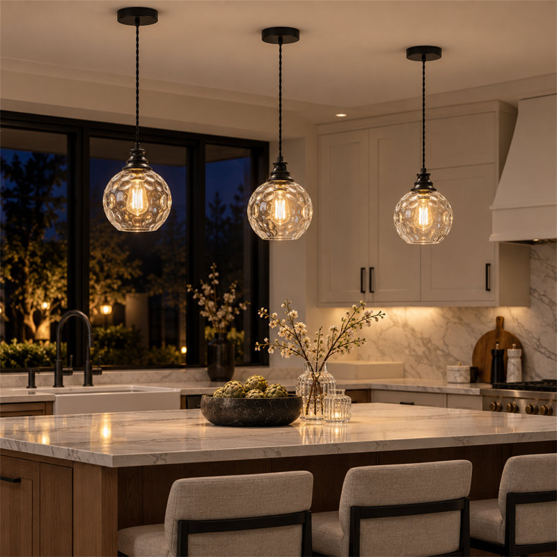 1 Glass and Iron Chandelier, Noir mat