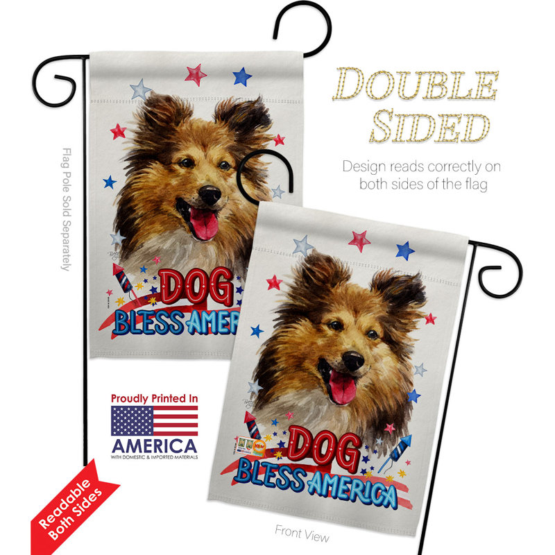 Drapeau de jardin Patriotic Shetland Sheepdog, H 18,5 po x l 13 po