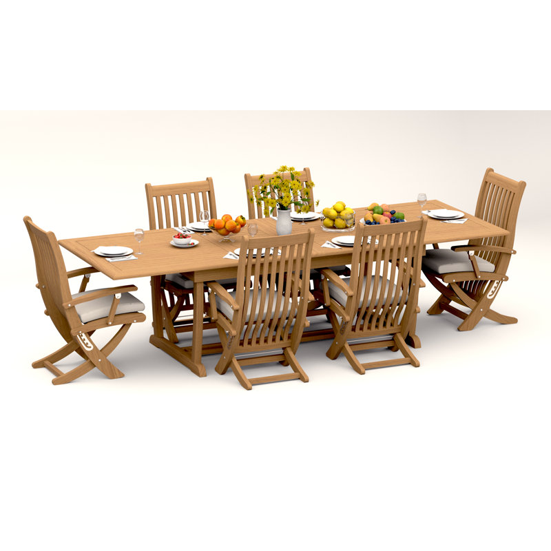 Warwick Teak Wood Patio Dining Set with, 6