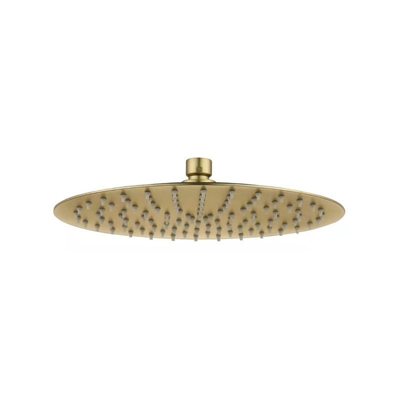 12-Inch High Pressure Rainfall Shower Head High Flow Stainless Steel Shower Head, 12", Brushed Gold, Round