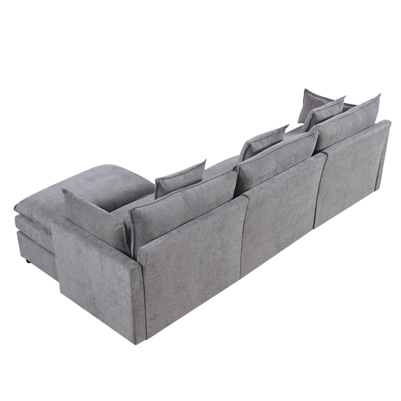 Canapé modulaire en L 108,66 po avec méridienne convertible en chenille 108,66 po