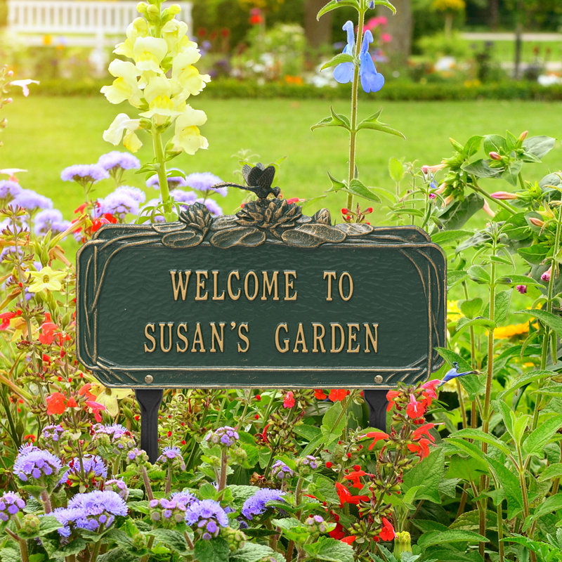 Dragonfly Personalized Garden Sign, Green/Gold, Yes