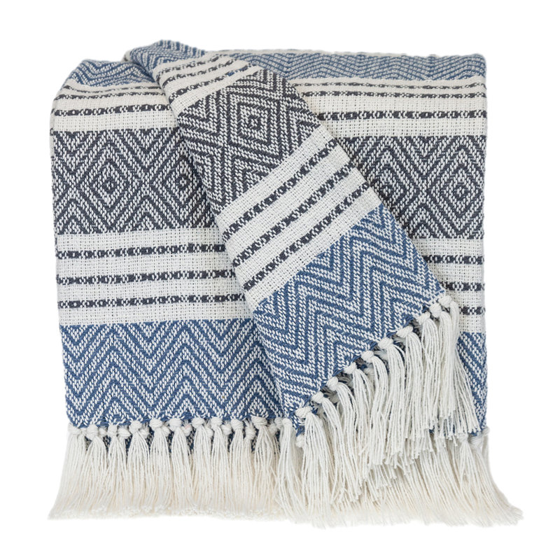 Parkland Collection Transitional Stripes Blue Rectangle 50" x 60" Throw, Blue
