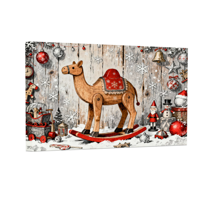 Ensemble de 3 décorations murales en forme de cheval à bascule en bois de Noël, H 12 po x l 18 po