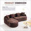 Canapé modulaire confortable en L avec méridienne incurvée, sans assemblage requis, mousse à haute densité pour le salon et la chambre à coucher